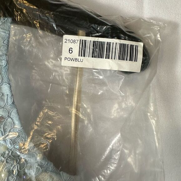 La Femme Two Piece Blue Lace Mermaid Skirt & Halter Long Prom Dress Gown 6 NWT - Picture 9 of 14